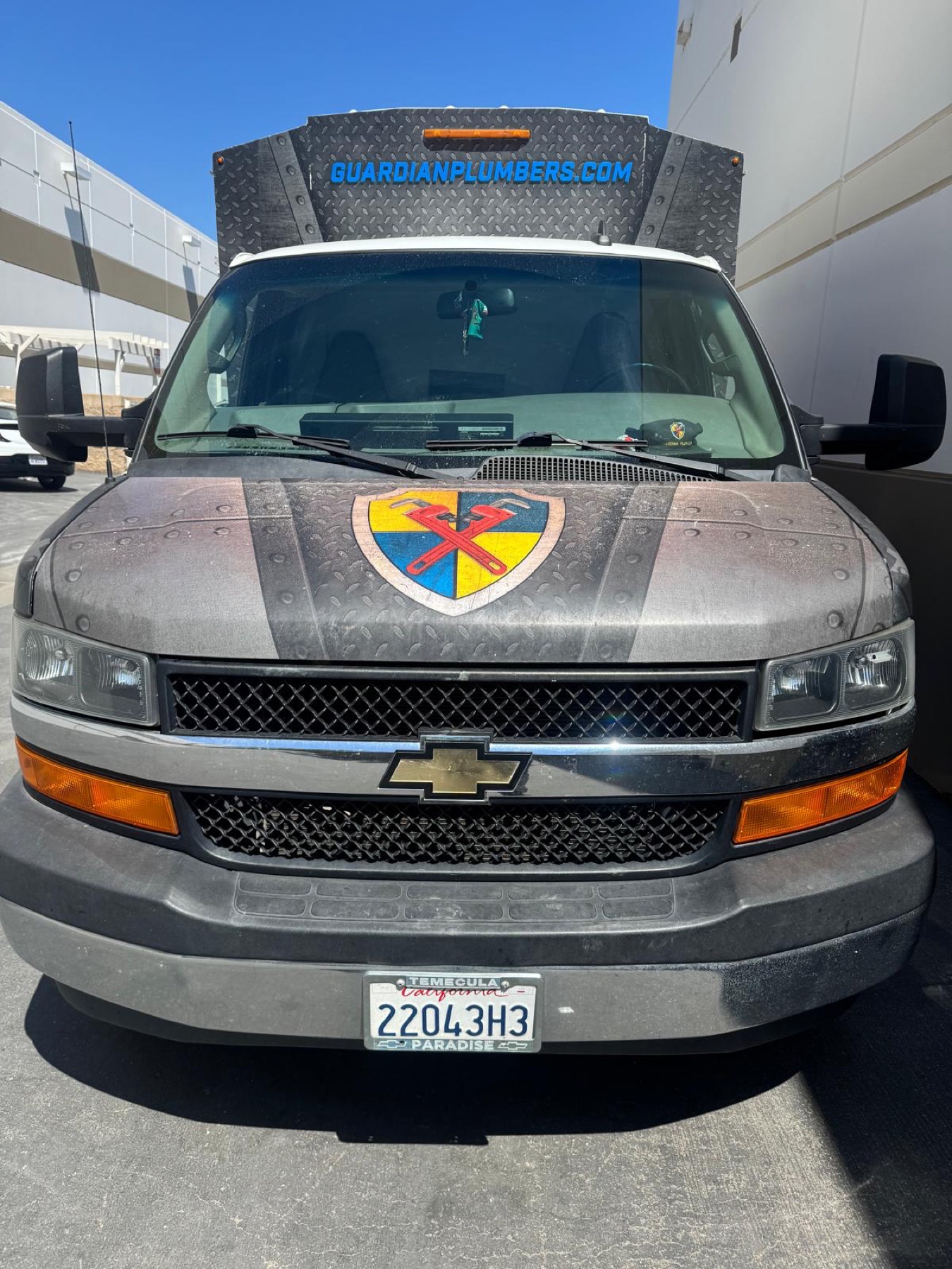 Plumbing commercial vehicle serviced by KD Auto Glass